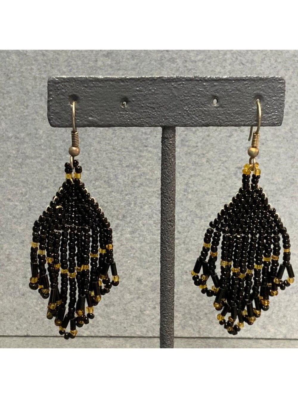 Seed Bead Fringe Earrings 3 In As Is Dangle Handmade Vintage Boho Retro Festival